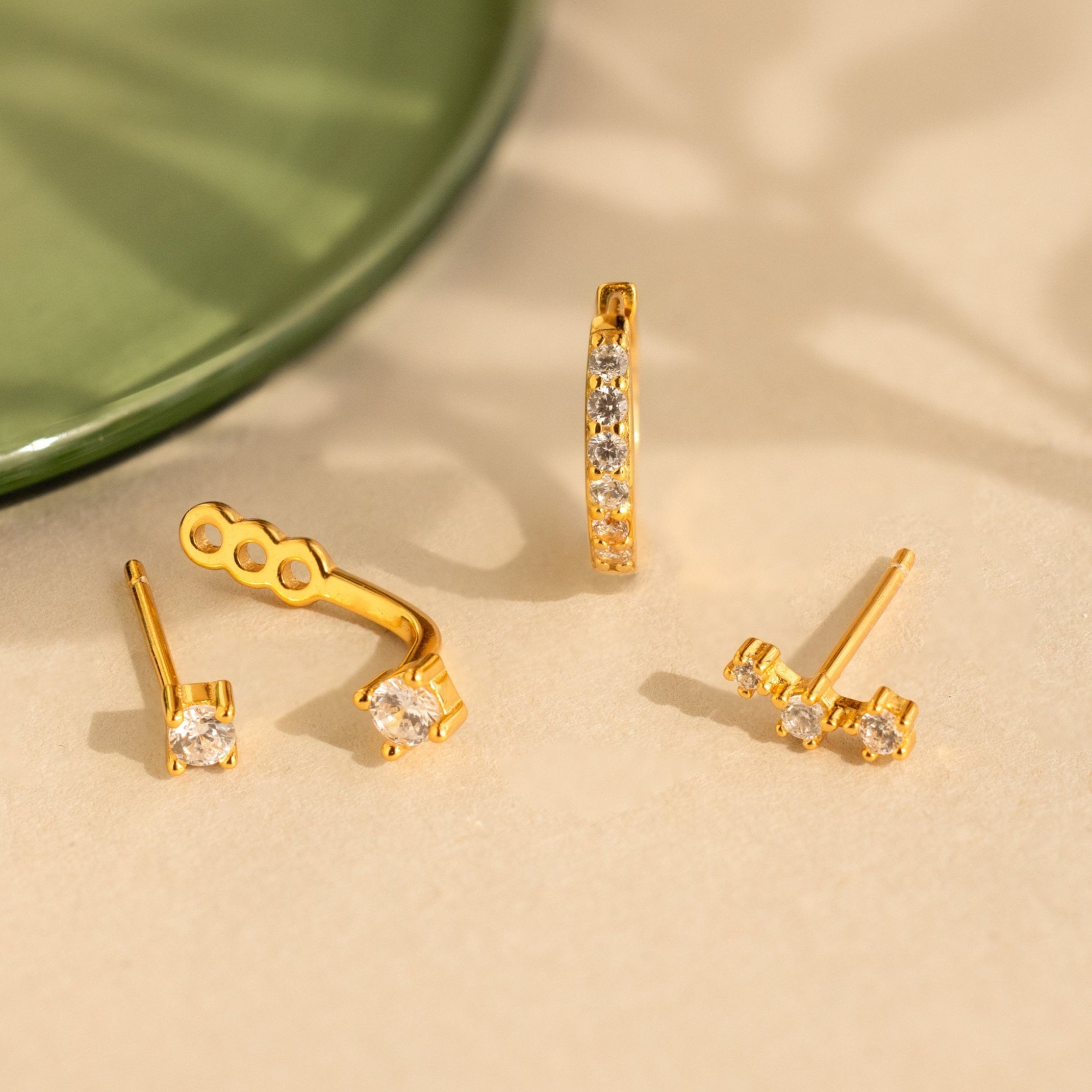 Elegant 18K Gold Diamond Earrings Set with sparkling CZ stones – Timeless fine jewelry by Luxez Jewels